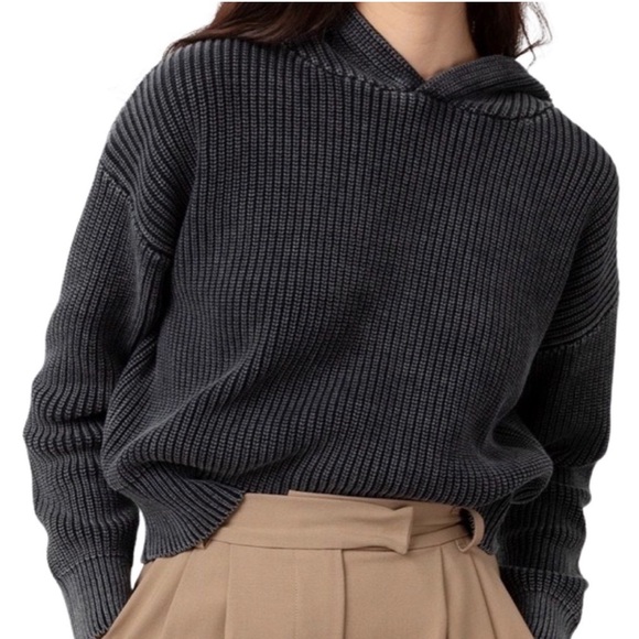 Rails Emery Pullover Hoodie Sweater Vintage Black Ribbed Cashmere Cotton Size XS - Picture 1 of 5